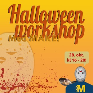 Vis arrangementet «Halloween Workshop»; bildebeskrivelse: plakat med jason fra fredag den 13. som steker reker (fryday the 13.th) arrangementet holdes fortsatt 28. oktober