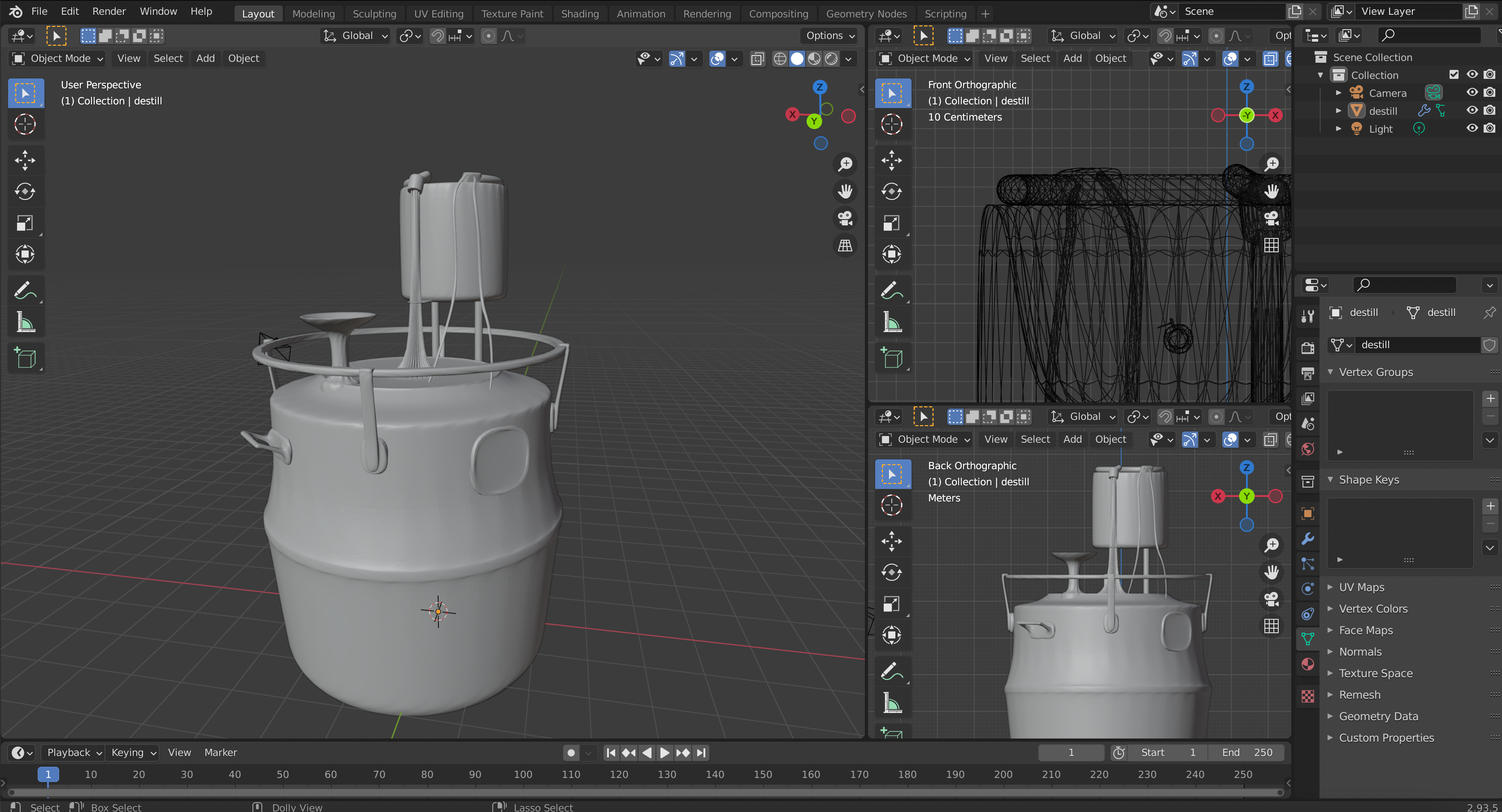 A screenshot of a 3D modelled object in the 3D modelling program Blender