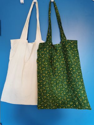 two finished totebags